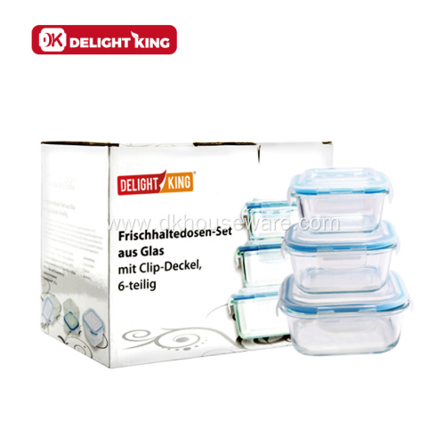 6pcsGlass Food Containers Set with Pack Customized